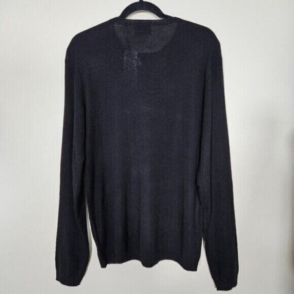 Calvin Klein Sweater Men L Gray Black Crewneck LS Italian Yarn Wool Blend Casual - Picture 2 of 15